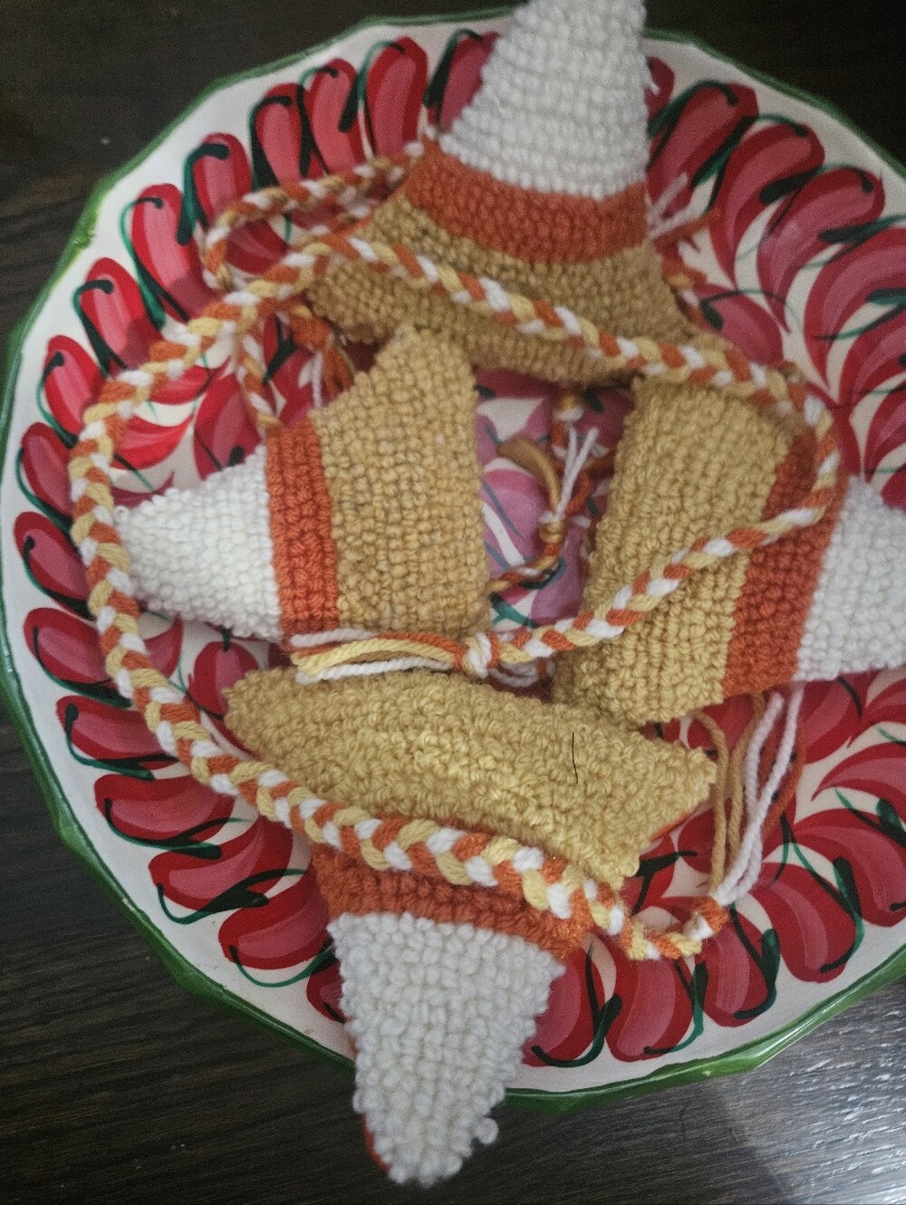 Four Handmade Halloween Yellow, Orange, and Rug Hooked Home Accent